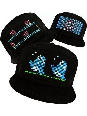 Programmable LED Hat with Scrolling Messages - Light Up Customizable Cap